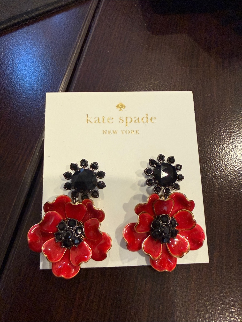 kate spade Red and Black Flower Drop Earrings for Kids